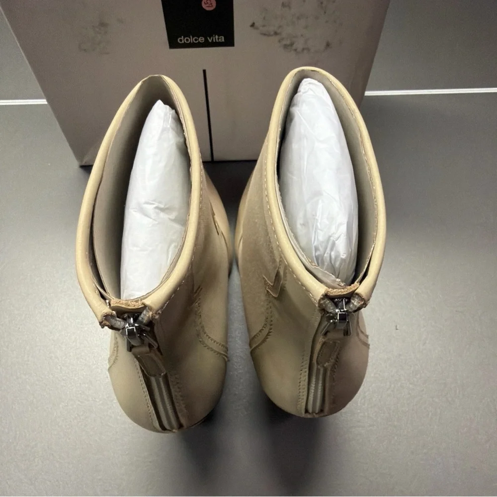Dolce‎ Vita Leather Heeled Ankle Boots Noraya Sand Size 9.5 New with Box
